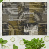 Linge De Cuisine Grunge Abstrait, brun monochrome (Plié)