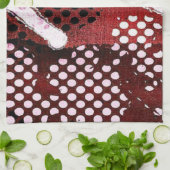 Linge De Cuisine Grunge rouge (Plié)