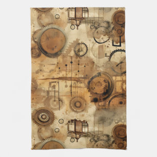 Linge De Cuisine Grunge Rustic Steampunk Horloge (1)