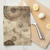 Linge De Cuisine Grunge Rustic Steampunk Horloge (11) (Quart Plié)