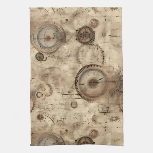 Linge De Cuisine Grunge Rustic Steampunk Horloge (11) (Vertical)