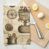Linge De Cuisine Grunge Rustic Steampunk Horloge (14) (Quart Plié)