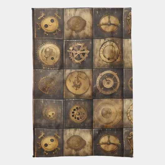 Linge De Cuisine Grunge Rustic Steampunk Horloge (15) (Vertical)