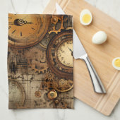 Linge De Cuisine Grunge Rustic Steampunk Horloge (3) (Quart Plié)