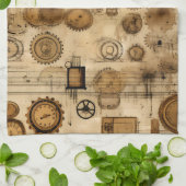 Linge De Cuisine Grunge Rustic Steampunk Horloge (4) (Plié)