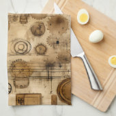 Linge De Cuisine Grunge Rustic Steampunk Horloge (4) (Quart Plié)