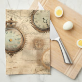 Linge De Cuisine Grunge Rustic Steampunk Horloge (6) (Quart Plié)