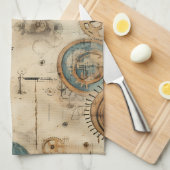 Linge De Cuisine Grunge Rustic Steampunk Horloge (7) (Quart Plié)