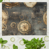 Linge De Cuisine Grunge Rustic Steampunk Horloge (8) (Plié)