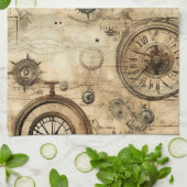 Linge De Cuisine Grunge Rustic Steampunk Horloge (9) (Plié)