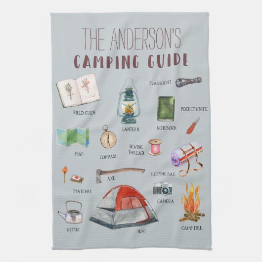 Linge De Cuisine Guide de camping Monogram | Illustrations aquarell (Vertical)