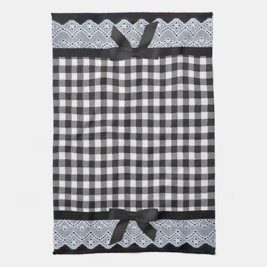 Linge De Cuisine Guingan noir (Vertical)