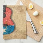 Linge De Cuisine Guitare acoustique âgée et utilisée de drapeau du (Quart Plié)