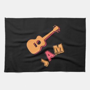 Linge De Cuisine Guitare qui balance, style jam musical, art orange