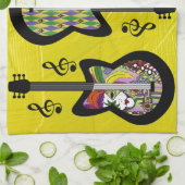 Linge De Cuisine Guitares colorées Mardi Gras (Plié)