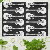 Linge De Cuisine Guitares Électriques Graphique en Blanc (Plié)