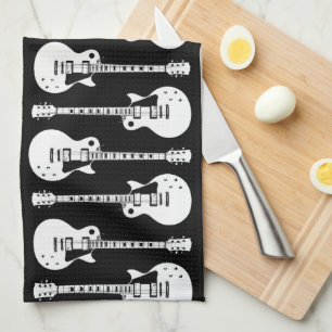 Linge De Cuisine Guitares Électriques Graphique en Blanc