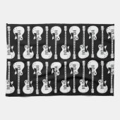 Linge De Cuisine Guitares Électriques Graphique en Blanc (Horizontal)