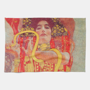 Linge De Cuisine Gustav Klimt Red Woman Gold Snake Peinture