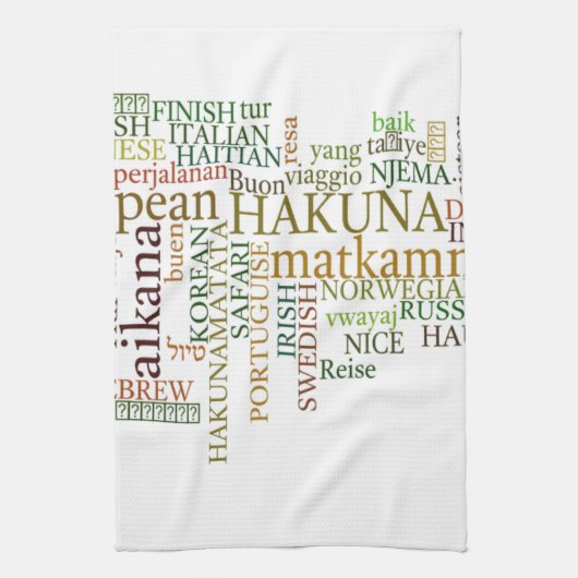 Linge De Cuisine Hakuna Matata Global Word Cloud Art (Vertical)