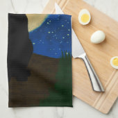 Linge De Cuisine Halloween Black Cat Moonlit Silhouette  (Quart Plié)