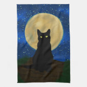 Linge De Cuisine Halloween Black Cat Moonlit Silhouette  (Vertical)
