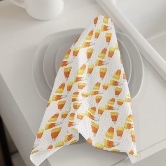 Linge De Cuisine Halloween Candy Corn Aquarelle Motif