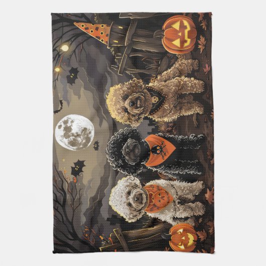Linge De Cuisine Halloween caniche Éffrayant (Vertical)