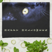 Linge De Cuisine Halloween Cat noir effrayant Horreur nuit sombre (Plié)