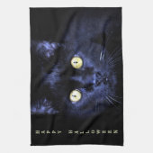Linge De Cuisine Halloween Cat noir effrayant Horreur nuit sombre (Vertical)