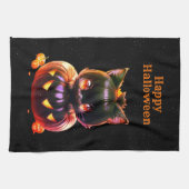 Linge De Cuisine Halloween Chat noir Citrouille nuit Horreur (Horizontal)