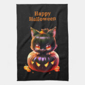 Linge De Cuisine Halloween Chat noir Citrouille nuit Horreur (Vertical)