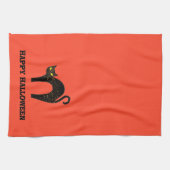 Linge De Cuisine Halloween Chat Noir Effrayant (Horizontal)