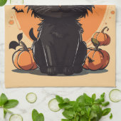 Linge De Cuisine Halloween Chat noir Pleine lune (Plié)