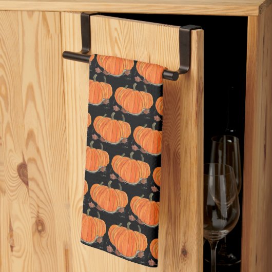 Linge De Cuisine Halloween Citrouille mignon Motif Orange automne W (Pliage en tiers)