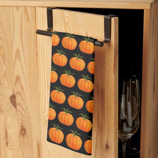 Linge De Cuisine Halloween Citrouille mignon Motif Orange automne W (Pliage en tiers)