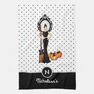 Linge De Cuisine Halloween Classic Élégante Robe Noire Longue Mod