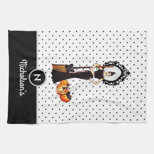 Linge De Cuisine Halloween Classic Élégante Robe Noire Longue Mode (Horizontal)