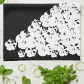 Linge De Cuisine Halloween crânes blancs effrayants pile noir (Plié)