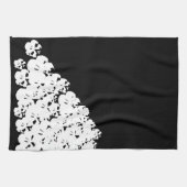 Linge De Cuisine Halloween crânes blancs effrayants pile noir (Horizontal)