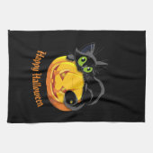 Linge De Cuisine Halloween Cuisine serviette-chat noir (Horizontal)