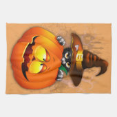 Linge De Cuisine Halloween Cute Kitty Witch et ami Citrouille (Horizontal)