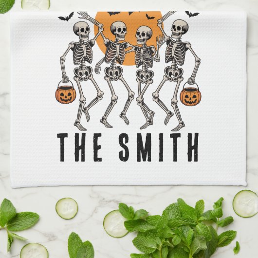 Linge De Cuisine Halloween Dancing Skeleton Dance Citrouille (Plié)