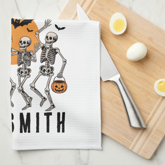 Linge De Cuisine Halloween Dancing Skeleton Dance Citrouille (Quart Plié)
