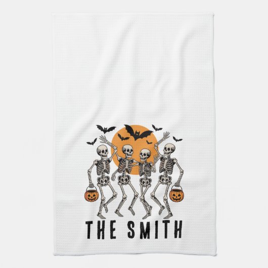 Linge De Cuisine Halloween Dancing Skeleton Dance Citrouille (Vertical)