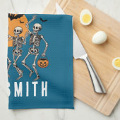 Linge De Cuisine Halloween Dancing Skeleton Dance Citrouille (Quart Plié)