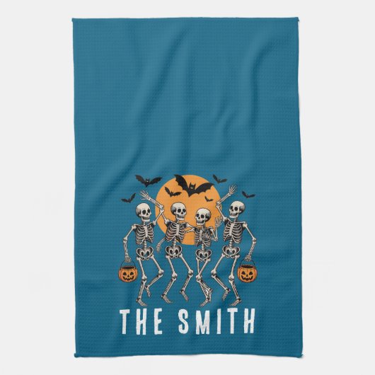 Linge De Cuisine Halloween Dancing Skeleton Dance Citrouille (Vertical)