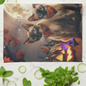 Linge De Cuisine Halloween Éffrayant de chats de Siamese (Plié)