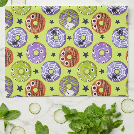 Linge De Cuisine Halloween Éffrayant Funky Donuts (Plié)