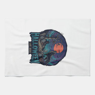 Linge De Cuisine Halloween Est Hurlement Loup Lune Rouge Main Zombi